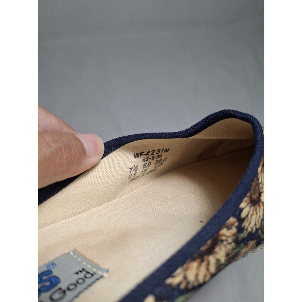 Vintage Keds Bayshore Sunflower Canvas Slip on Sandals Mules Women's 7.5 Navy Bl - Picture 9 of 9